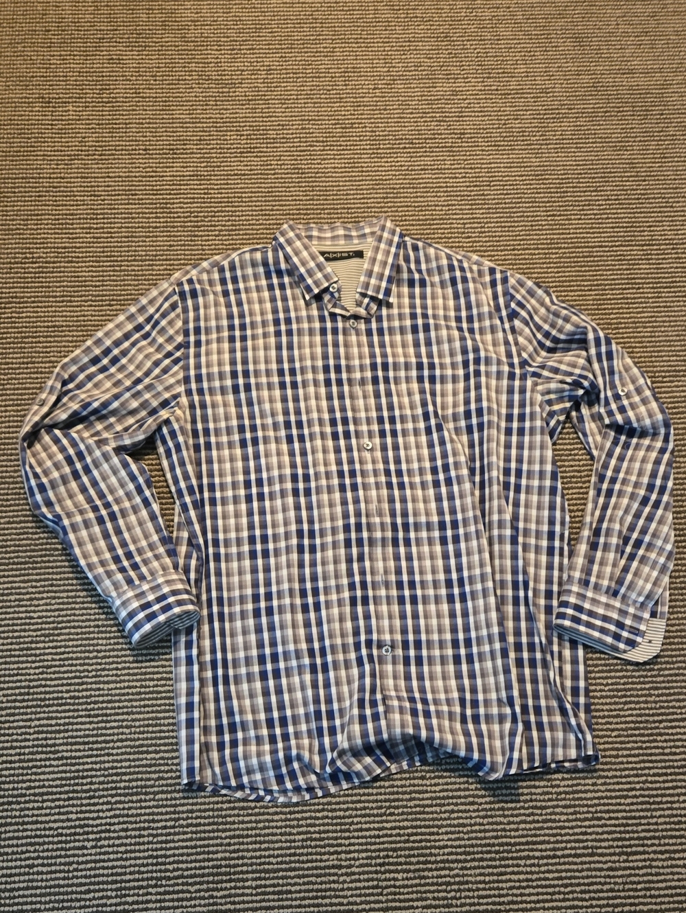 AXIST Blue and White Plaid Button-Down Shirt